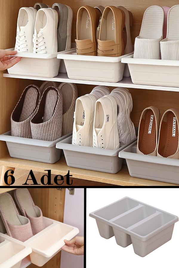 Bayev 6 Pieces Roman 3-Compartment Shoe Slipper Organizer - Vertical ...
