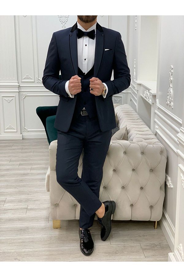 LONATOL A Men s Tuxedo Groom Suit Italian Style Slim Fit Jacket Vest Pants Bow Tie Trendyol