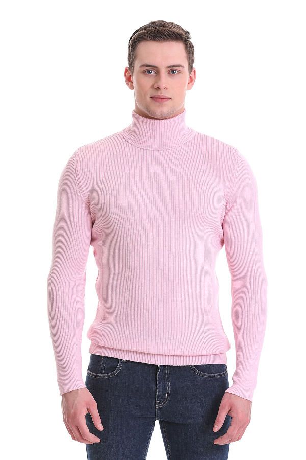 Pink ribbed turtleneck discount