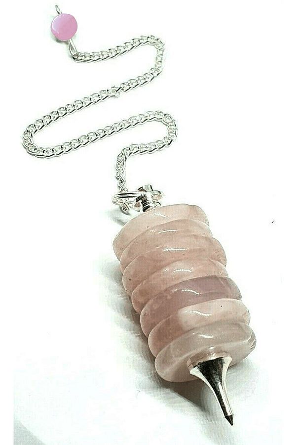Tesbih Atölyesi-Certified Disc AAA+ Quality Pink Quartz Stone Pandula - Pendulum 1