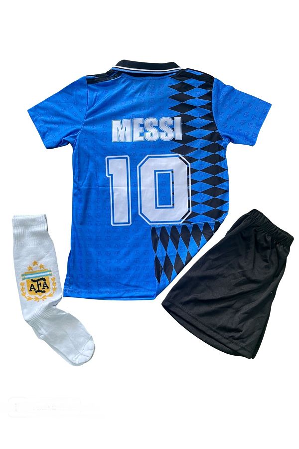Bite Nose-Kids World Cup 1994 Messi Argentina National Team Astroturf Jersey T-shirt with socks 3-piece set 1