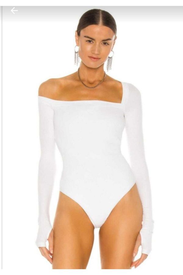 White off the shoulder leotard cheap