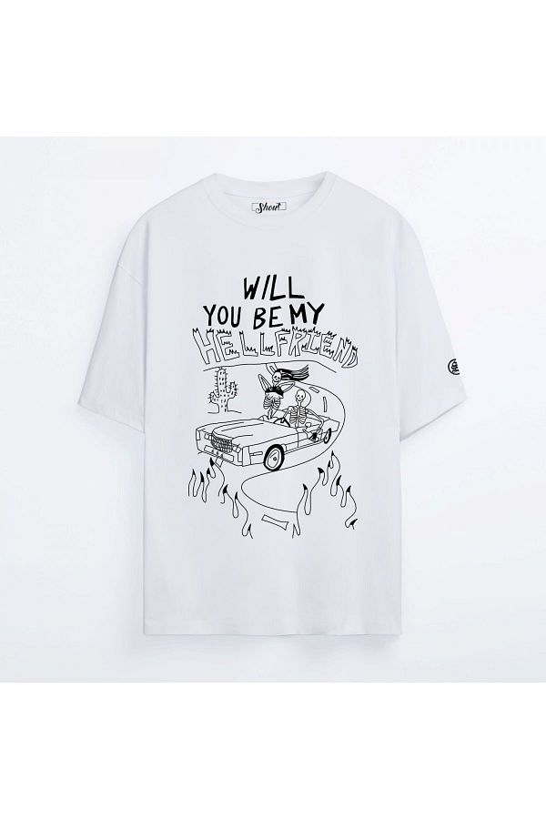 Shout-Tricou unisex oversize Will You Be My Hell Friend 1