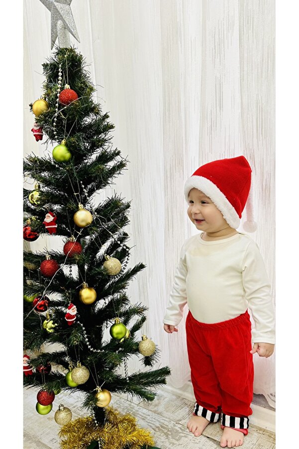TD Collection Bebek Noel Şapkası - Yılbaşı Şapkası - Polar Yıl Başı Şapkası - Noel Baba Şapkası Bebek Ebat