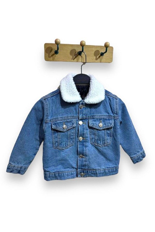 Children's denim jacket with fur collar discount