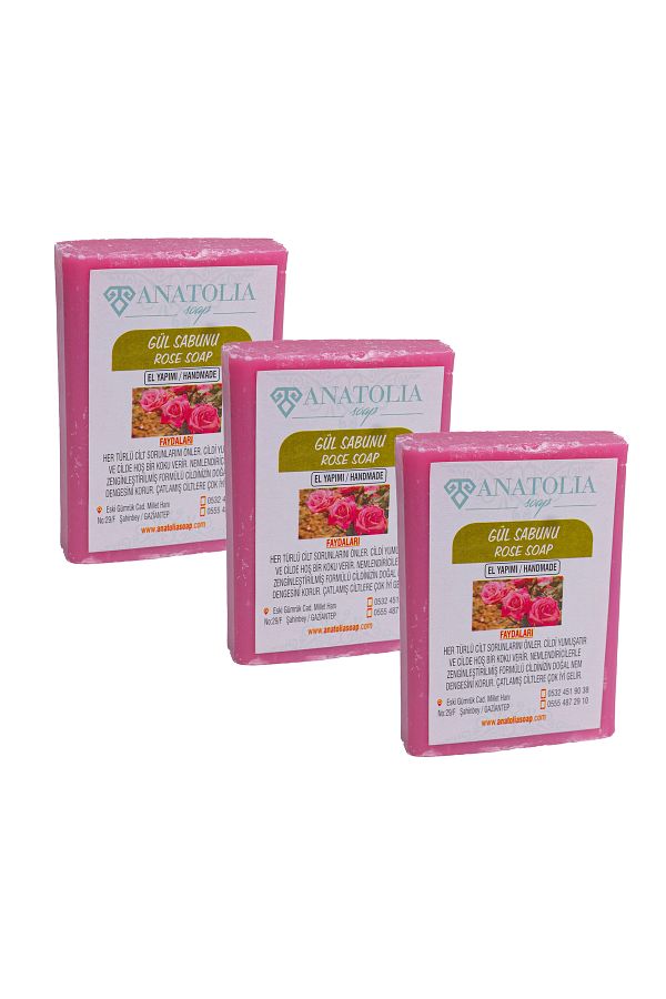 Anatolia Soap-Economic Package of 3 Natural Rose Soaps 1