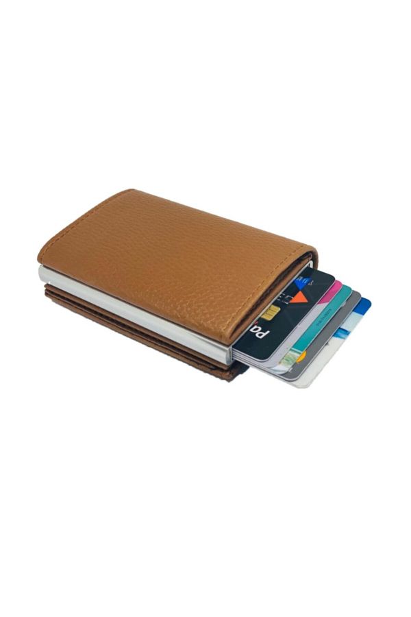 Walle's Polo-Vivaldi Rfid Protected Men's Card Holder Wallet with Coin Eyes and Automatic Mechanism with Snap Fasteners 1