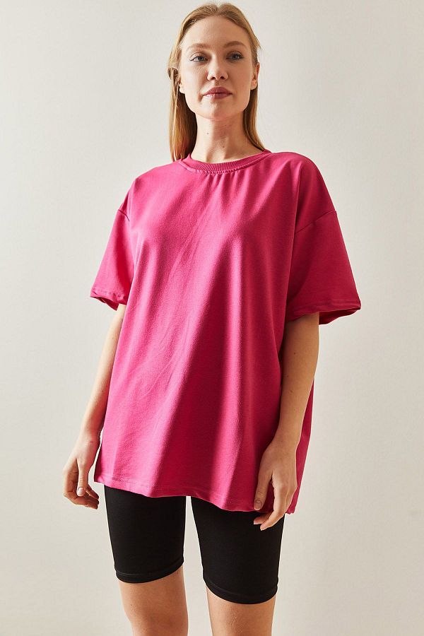 XHAN-Μπλουζάκι Fuchsia Oversize Basic 3YXK1-47087-07 1