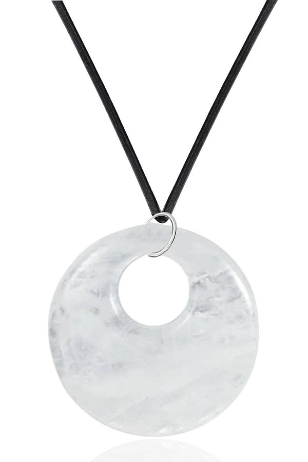 Tesbih Atölyesi-Certified Leather String Natural Crystal Quartz Stone Necklace 1