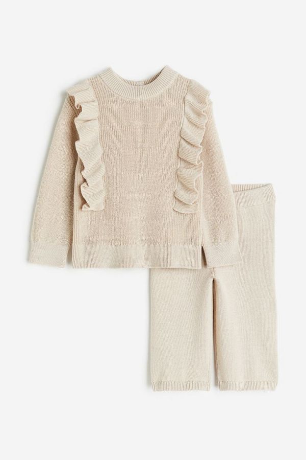 H M Soft Knitwear Fabric Baby Girl Sweater and Trousers Trendyol