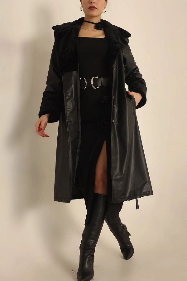 Secret Passion Lingerie Trench Coat Black Regular fit Trendyol