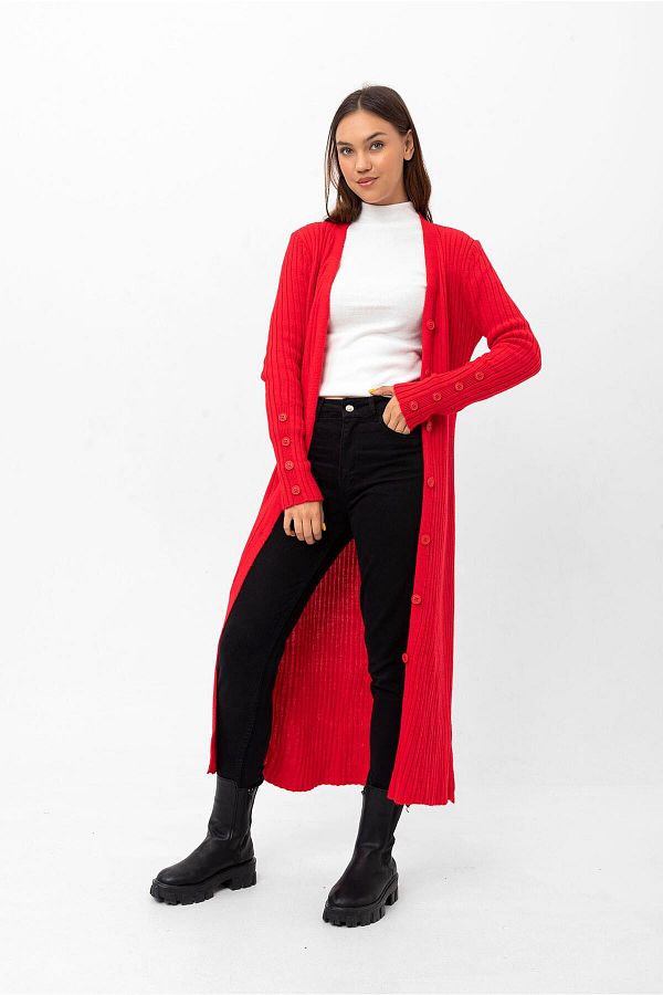 Long cardigan red sales
