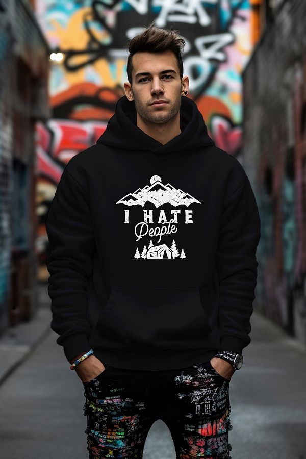 ADABEBEK I Hate People Printed Relaxed Cut Oversize Sweatshirt Trendyol
