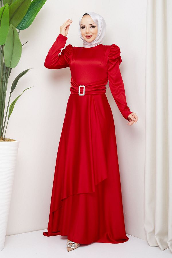 marwella Bade Hijab Evening Dress red Trendyol