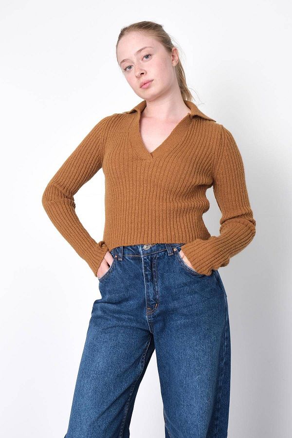 Addax-Collared Basic Sweater K3290-e5 1