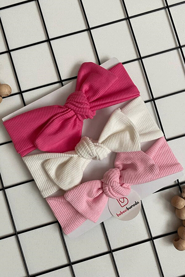BEBECİBURADA Bebeci Kız Bebek Üçlü Ribana Saç Bandı