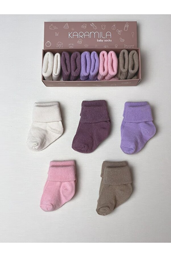 KARAMİLA 5'li Set Bebek BAMBU Çorap - Yenidoğan Çorap - Bebek Çorap Baby Socks