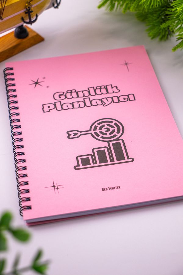 Red Whiter-Planificator zilnic Business Tracker Notepad A5 Pink Cover Notebook 1