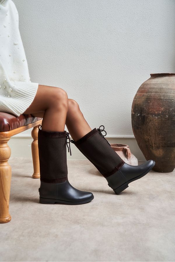N ANTA I SHOES Royal Brown Genuine Suede Women s Rain Boots Trendyol