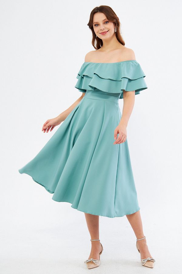 Mint green off shoulder dress cheap