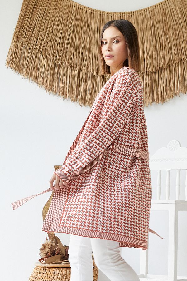 DPAR S Knitwear Houndstooth Cardigan Trendyol
