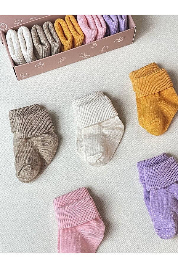 KARAMİLA 5'li Set Bebek BAMBU Çorap - Yenidoğan Çorap - Bebek Çorap Baby Socks