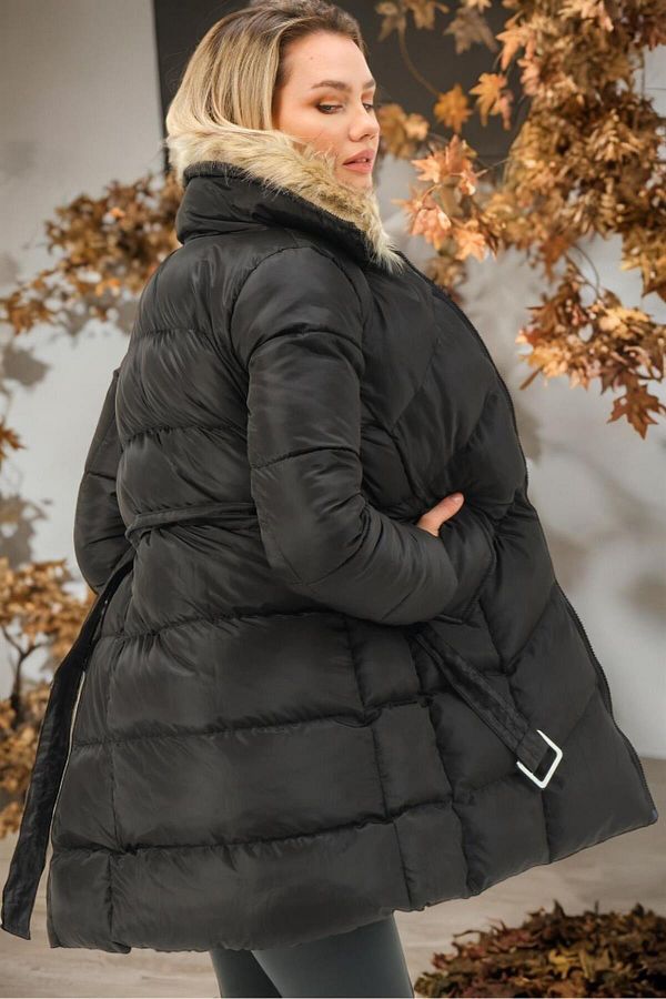 Dewberry Z6767 DEWBERRY COAT Plain BLACK Trendyol