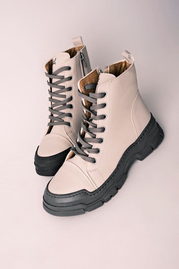 Brs-Dora Women's Lace Detailed Boots-Grey 1