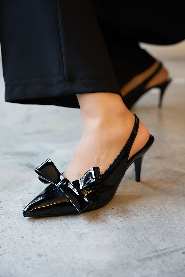 LAM NTA Afton Black Bow Women s Heeled Shoes Trendyol