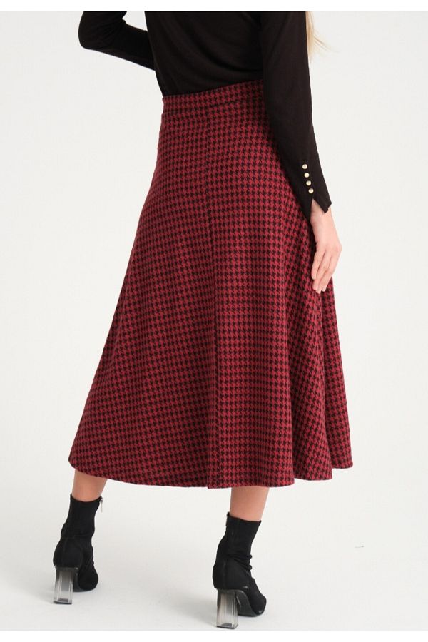 Burgundy houndstooth skirt outlet