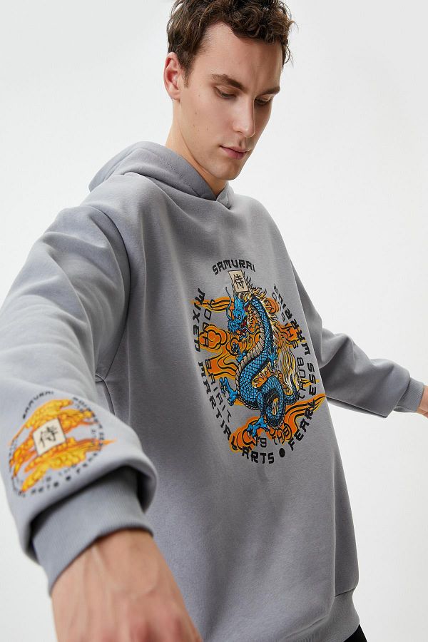 Koton-Gray Men's Sweatshirt 4WAM70428MK 1