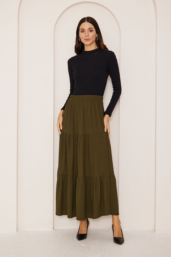 Khaki skirt casual top