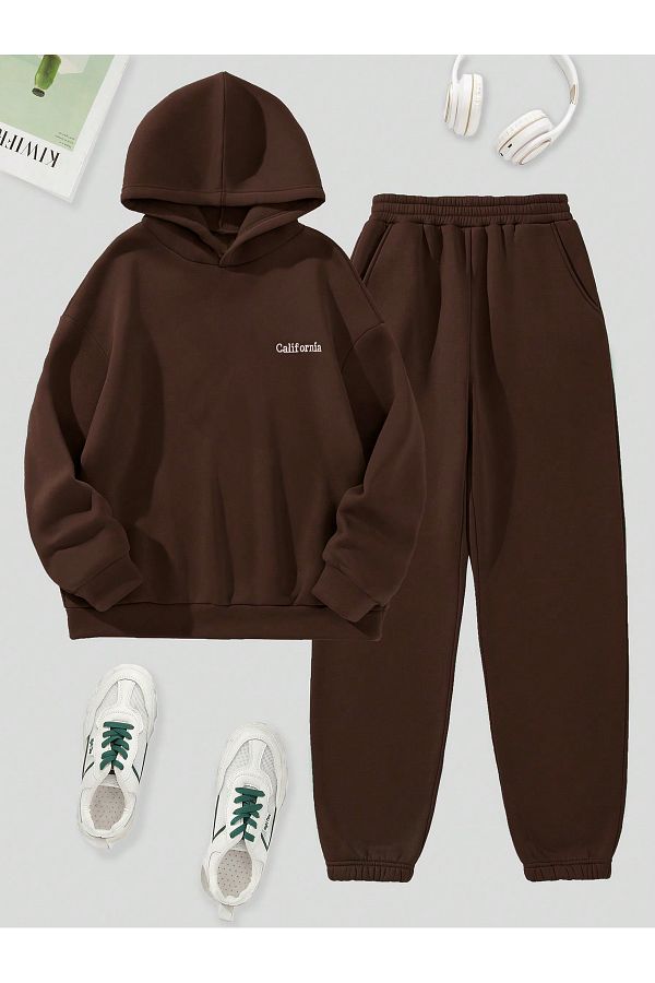 Ribbed hoodie and jogger set clearance