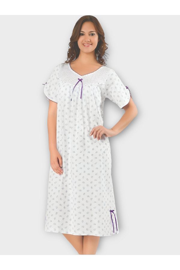 V neck cotton nightgown online
