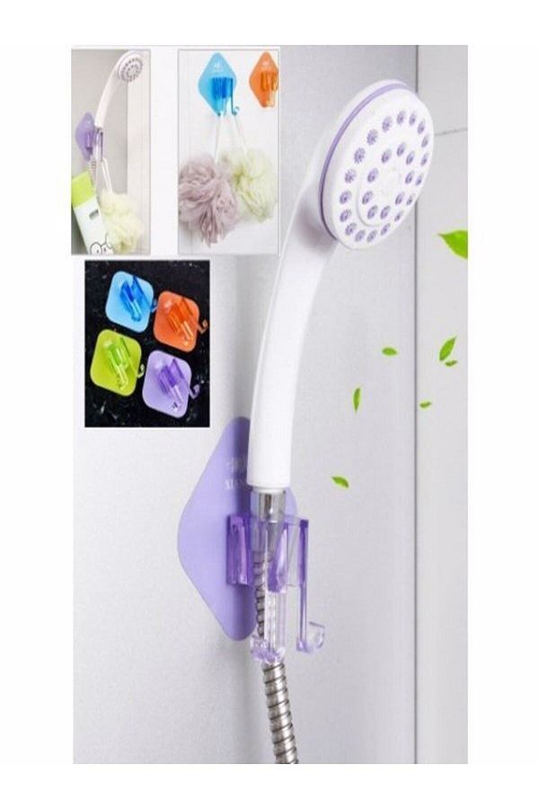 Kitchen Dream Colorful Self Adhesive Shower Head Holder and Washcloth Hanger Apparatus Bathroom Organizer Trendyol