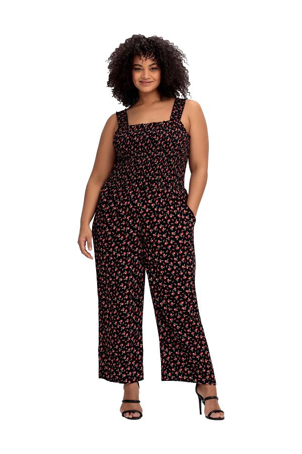 Sheego Jumpsuit Schwarz Relaxed Fit Trendyol
