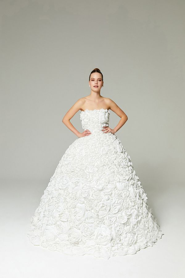 Mediha Cambaz Jory Wrapped Rose Covered Wedding Dress with Balloon Skirt Trendyol