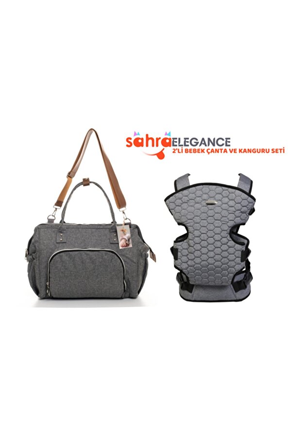 Sahra Elegance Bebek Taşıma Seti-leke Tutmaz Su Geçirmez Bebek Bakım Omuz Çantası Ve Kanguru Seti