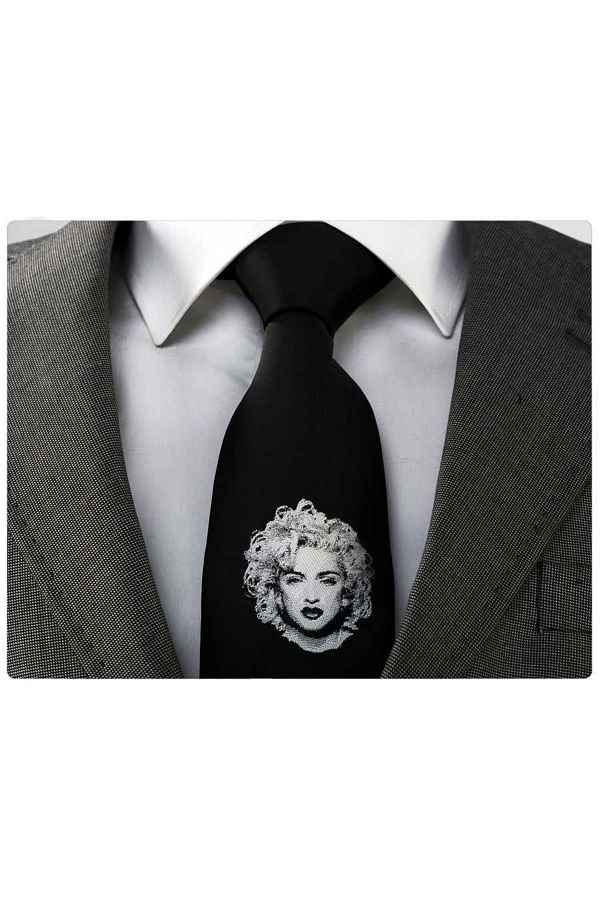 Exve Exclusive-Men's Black Marilyn Monroe Custom Jacquard Black Tie 1
