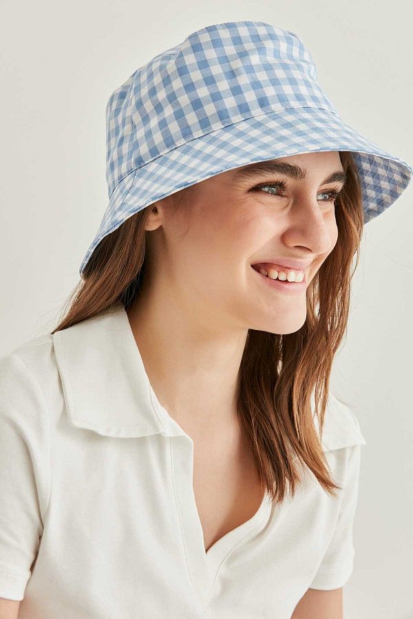 Vitrin-Gingham Patterned Hat 1