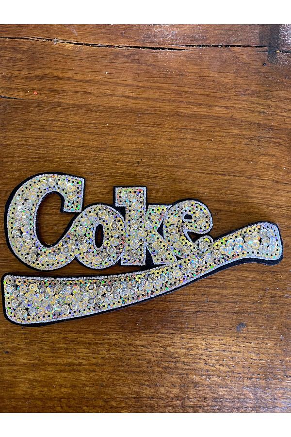 Gönülden Tasarım-11X20 CM STONE AND SEQUENCE STITCHING COKE TEXT APPLIQUE ARMATURE PATCH CUCERE TĂCĂ 1