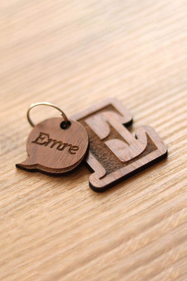 enozeli-2 Pieces Keychain with Initials 1