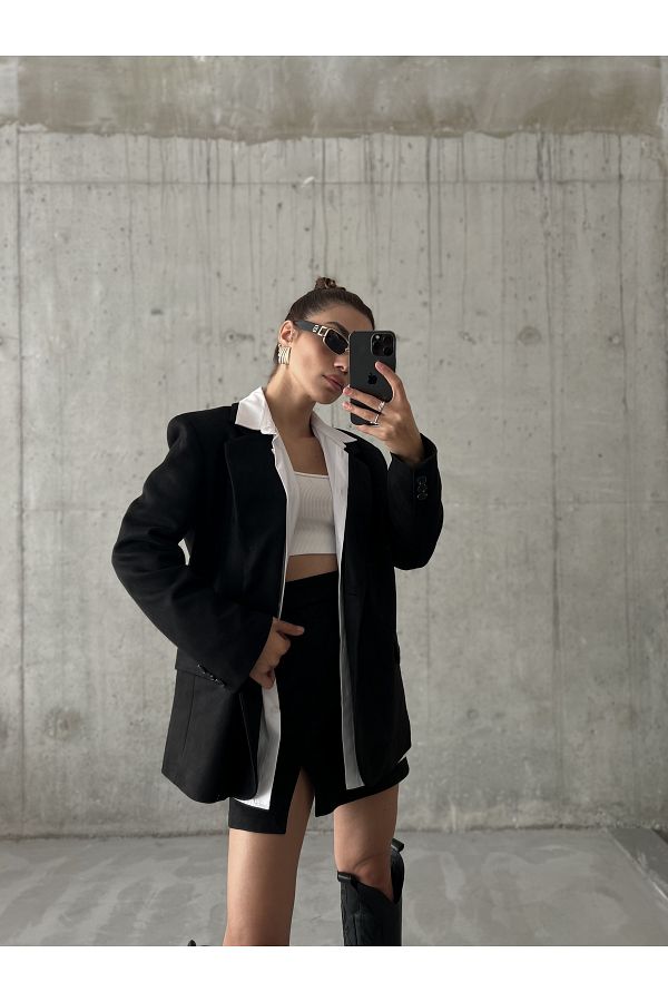 Suede black blazer on sale