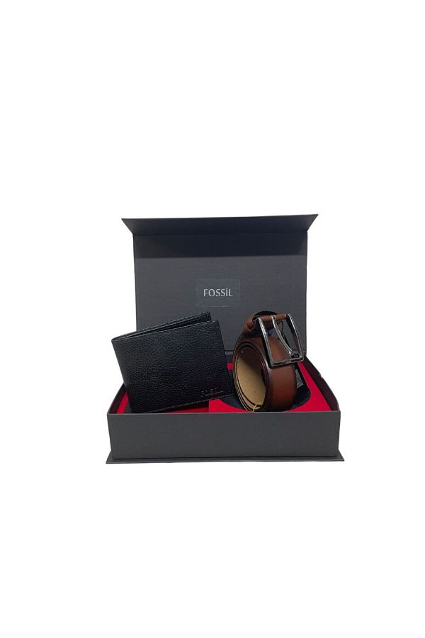 Fossil Wallet 3.5 CM Genuine Leather Belt Set 115 CM Trendyol