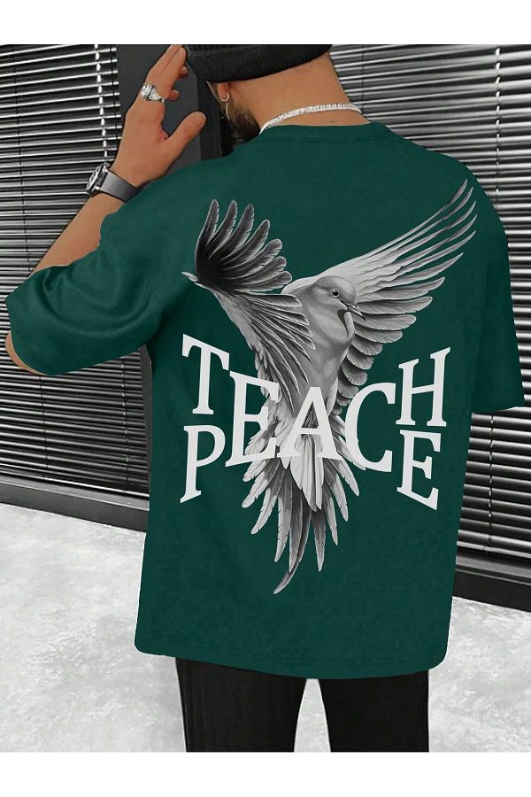MOONBULL UbergroBes Unisex T Shirt mit Teach Peace Aufdruck auf der Ruckseite Trendyol