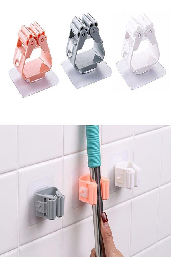 Kitchen Dream-Brush Vacuum Cleaner Mop Mop Handle Holder Hanger Multi-Purpose Wall Mounted Mop Hanger 2 Pieces 1