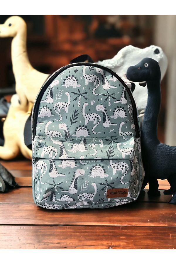 Kokopatik-Green Dino Patterned Backpack 1