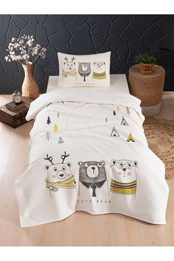 instababyrooms Bebek Ve Çocuk Odası Pamuklu Tek Kişilik Waffle Pike Ve Yatak Örtüsü Setleri 2