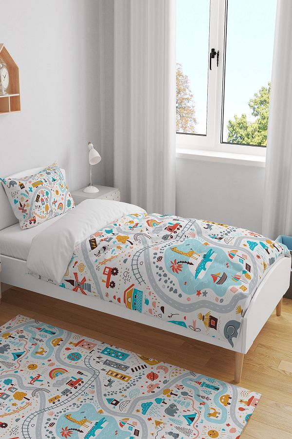 Evpanya Cute All City Patterned Single Baby Kids Bedding Set Trendyol