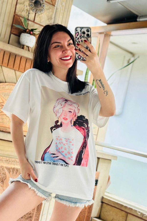 Fiori Women s Printed T shirt Trendyol